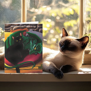 Black Cat Green Dragon Card