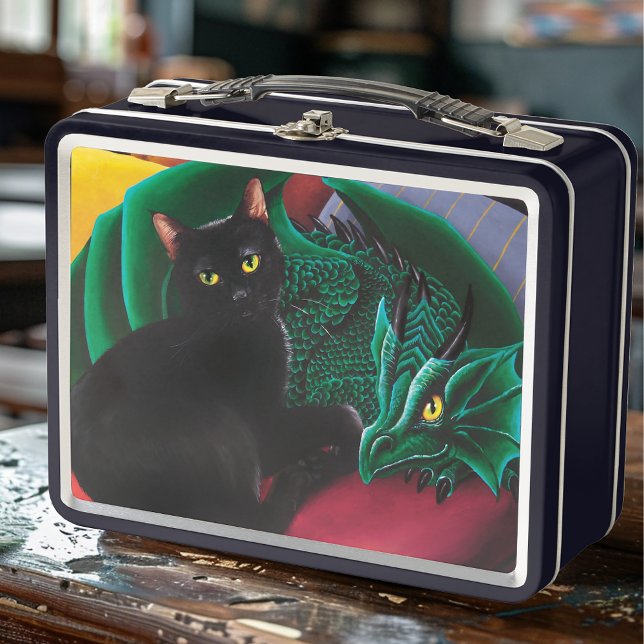  Black Cat Green Dragon Metal Lunch Box (Creator Uploaded)