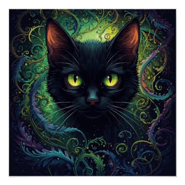 Black Cat Green Magic Poster (Front)