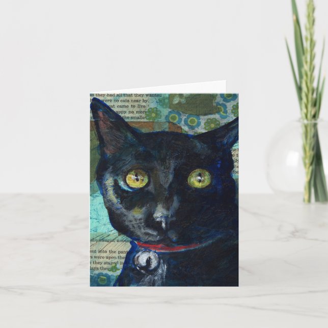 Black Cat Greeting Card (Front)