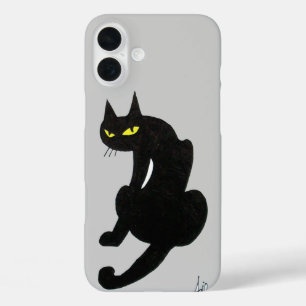 BLACK CAT grey iPhone 16 Plus Case