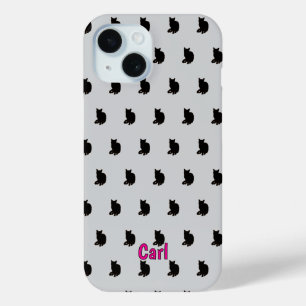 Black Cat (Grey) iPhone 15 Case
