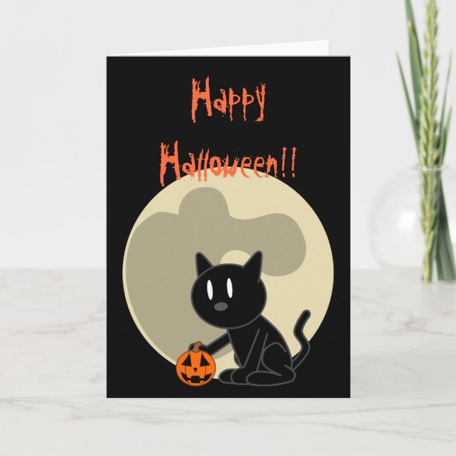 Black Cat Halloween Card (Front)