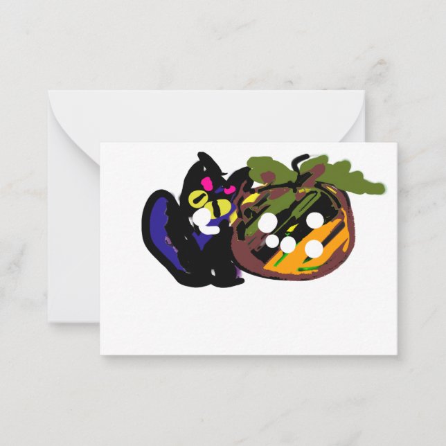 Black Cat Halloween  Card (Front)