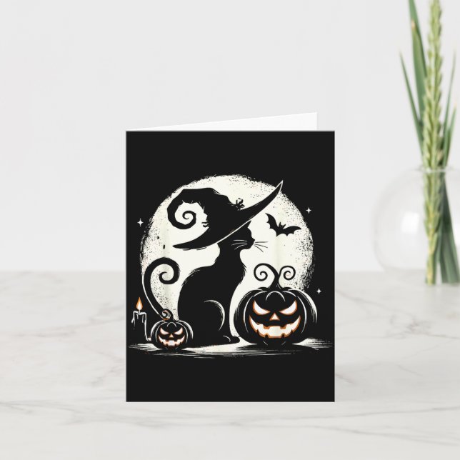 Black Cat Halloween Cat Lovers Card (Front)