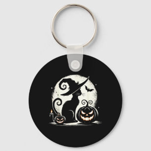 Black Cat Halloween Cat Lovers Key Ring