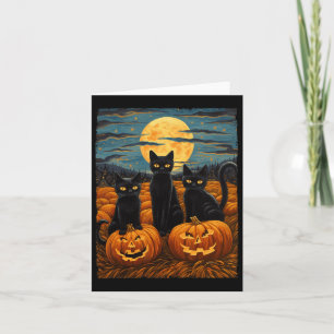 Black Cat Halloween Cat Lovers Starry Night Cat Va Card