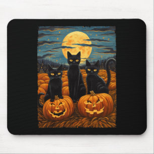 Black Cat Halloween Cat Lovers Starry Night Cat Va Mouse Pad