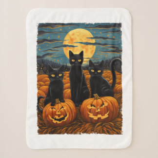 Black Cat Halloween Cat Lovers Starry Night Cat Va Sherpa Blanket