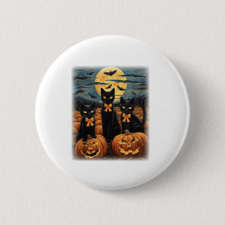 Black Cat Halloween Coquette Bow Cat Halloween Coq 6 Cm Round Badge