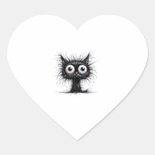 Black Cat Halloween Costume Party Funny Scary Cat Heart Sticker