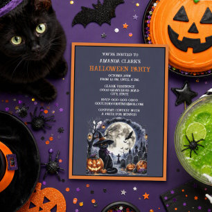 Black Cat Halloween Costume Party Invitation