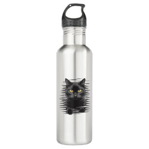 Black Cat Halloween Costume Spooky Kitty Cat Kitte 710 Ml Water Bottle