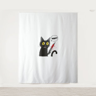 Black Cat Halloween Costume What Funny Cat Lover Tapestry