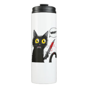 Black Cat Halloween Costume What Funny Cat Lover Thermal Tumbler