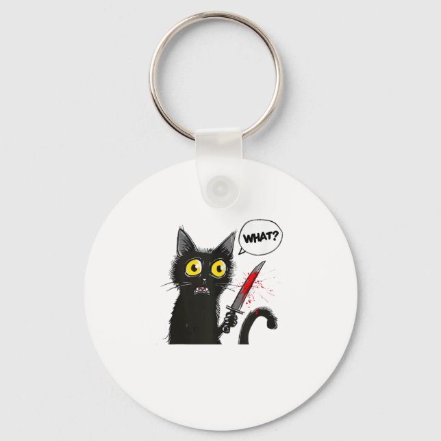 Black Cat Halloween Costume Witchcraft Spider Web  Key Ring (Front)