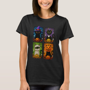 Black Cat Halloween Costumes Cute Spooky Fall Tric T-Shirt