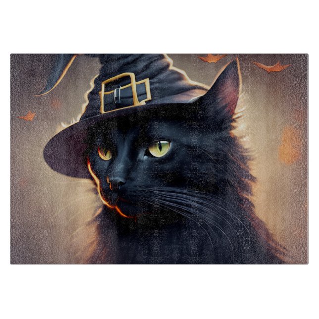 Black Cat Halloween Cutting Board (Front)