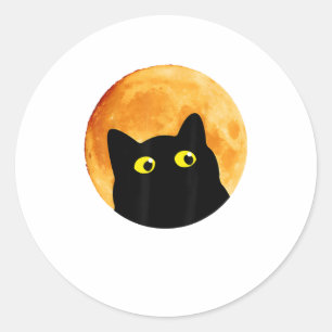 Black Cat Halloween Design Funny Cat Halloween Classic Round Sticker