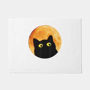 Black Cat Halloween Design Funny Cat Halloween Doormat