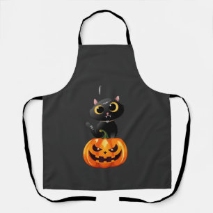 Black Cat Halloween Design � Spooky Pumpkin Art fo Apron