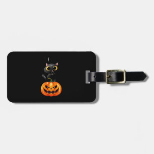 Black Cat Halloween Design � Spooky Pumpkin Art fo Luggage Tag
