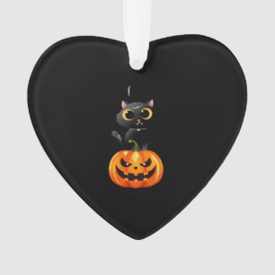 Black Cat Halloween Design � Spooky Pumpkin Art fo Ornament