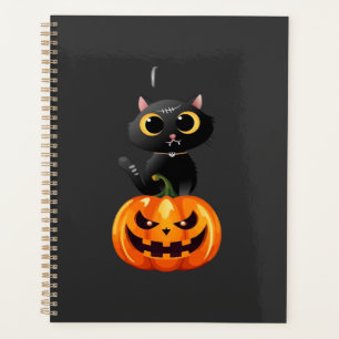 Black Cat Halloween Design � Spooky Pumpkin Art fo Planner