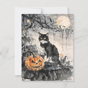 Black Cat Halloween E Holiday Card