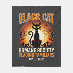 Black Cat Halloween Familiar Vintage Graveyard Des Fleece Blanket