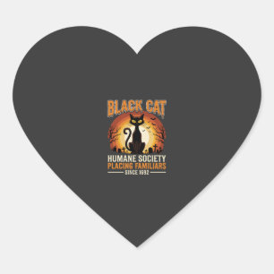 Black Cat Halloween Familiar Vintage Graveyard Des Heart Sticker