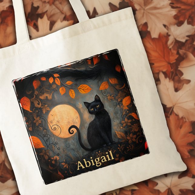 Black Cat Halloween Full Moon Art Nouveau Tote Bag (Black Cat Halloween Full Moon Art Nouveau Tote Bag)