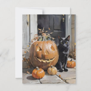 Black Cat Halloween G Holiday Card
