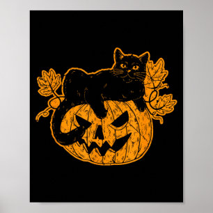 Black Cat Halloween Gifts Funny Spooky Y Poster