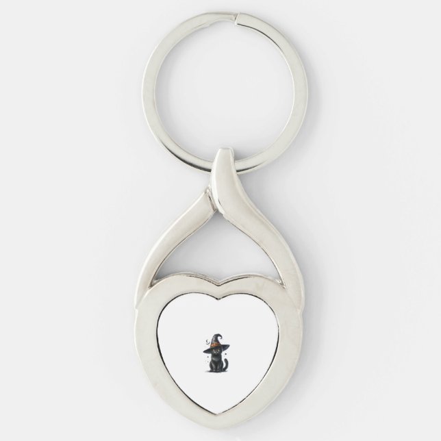 Black Cat Halloween Graphic  Key Ring (Front)