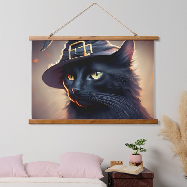 Black Cat Halloween Hanging Tapestry (Bedroom)