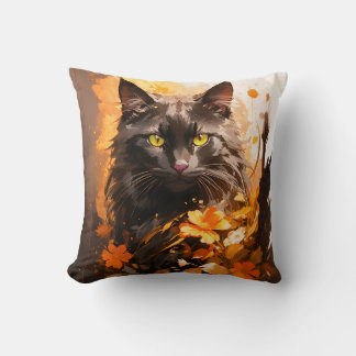 Black Cat Halloween Holiday Cushion