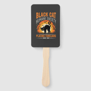 Black Cat Halloween Humane Society Vintage Graphic Hand Fan