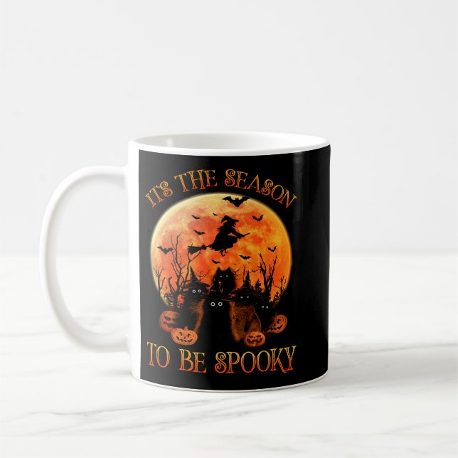 Black Cat Halloween It s The Season To Be Spooky Coffee Mug (Left)