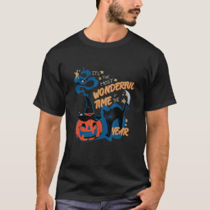 Black Cat Halloween It's The Most Wonderful Time O T-Shirt