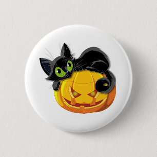 Black cat Halloween Kitten Clip art 6 Cm Round Badge