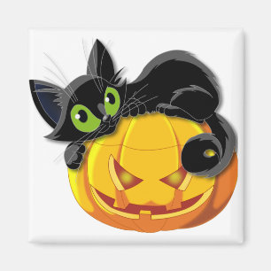 Black cat Halloween Kitten Clip art Magnet
