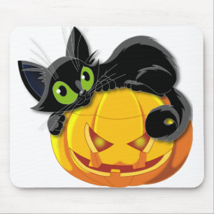 Black cat Halloween Kitten Clip art Mouse Pad