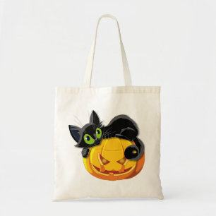 Black cat Halloween Kitten Clip art Tote Bag
