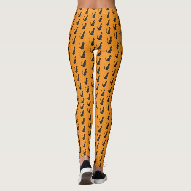 Black Cat Halloween Leggings (Back)