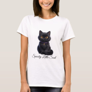 Black Cat Halloween Magic Cute Spooky Cat Art T-Shirt