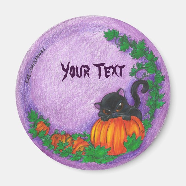Black Cat Halloween Magnets (Front)