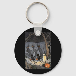 Black Cat Halloween Men Women Key Ring