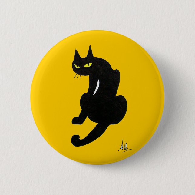 BLACK CAT HALLOWEEN PARTY 6 CM ROUND BADGE (Front)