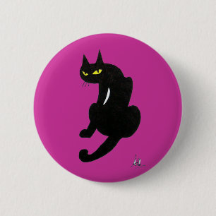 BLACK CAT HALLOWEEN PARTY 6 CM ROUND BADGE